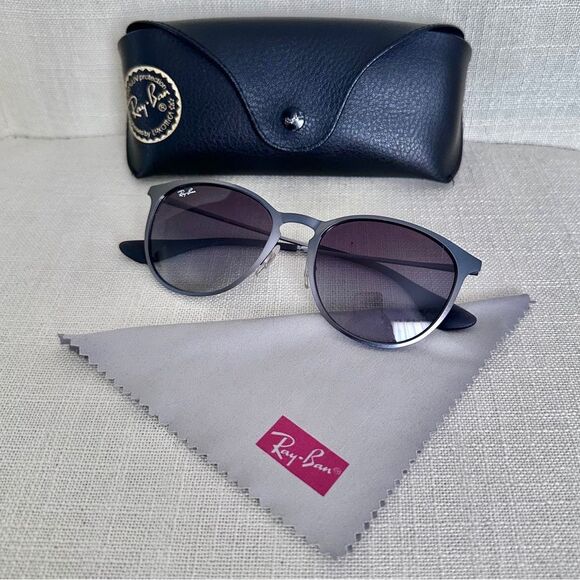 Ray Ban Women’s Erika Phantos Cat Eye Metal Sunglasses Black - Picture 1 of 10